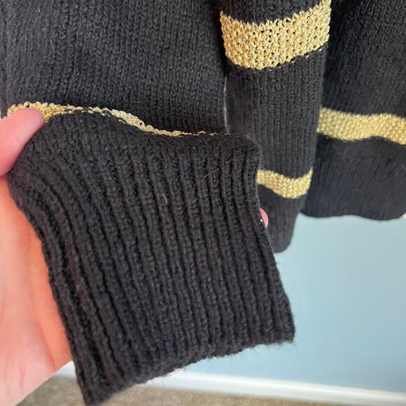 Treasure & Bond Metallic Gold Striped Sweater in Black - Gold Size Medium NEW - Picture 6 of 13
